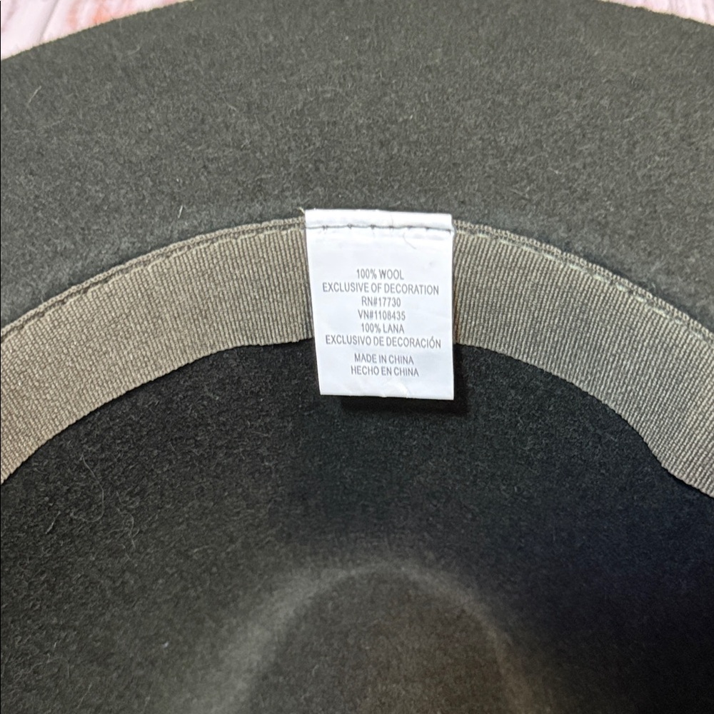 Dark Olive Wool Wide Brimmed Fedora Hat - Picture 7 of 13